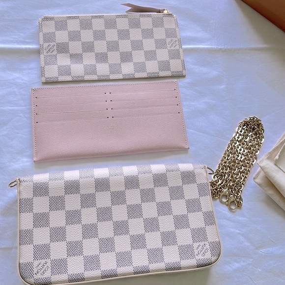 Louis Vuitton Damier Azur crossbody chain bag coated canvas cowhide leather - Picture 6 of 8